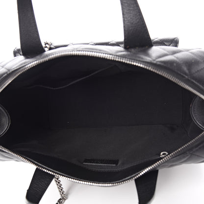 Chanel Grained Calfskin Quilted Large Casual Pocket Bowling Bag Black 5 of 14