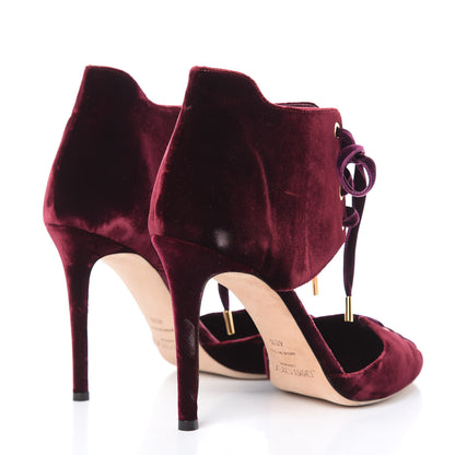 Jimmy Choo Velvet Lace Up Mari 100 Pumps 40.5 Bordeaux 4 of 13