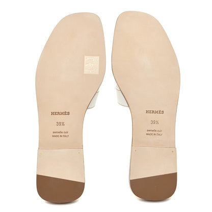Hermes Box Calfskin Oran Sandals 39.5 White 5 of 8
