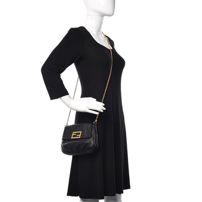 Fendi Vitello Flamingo Fendista Pouchette Crossbody Black 2 of 11