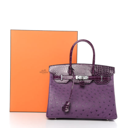 Hermes Ostrich Shiny Alligator Birkin Touch 30 Violine 34 of 34
