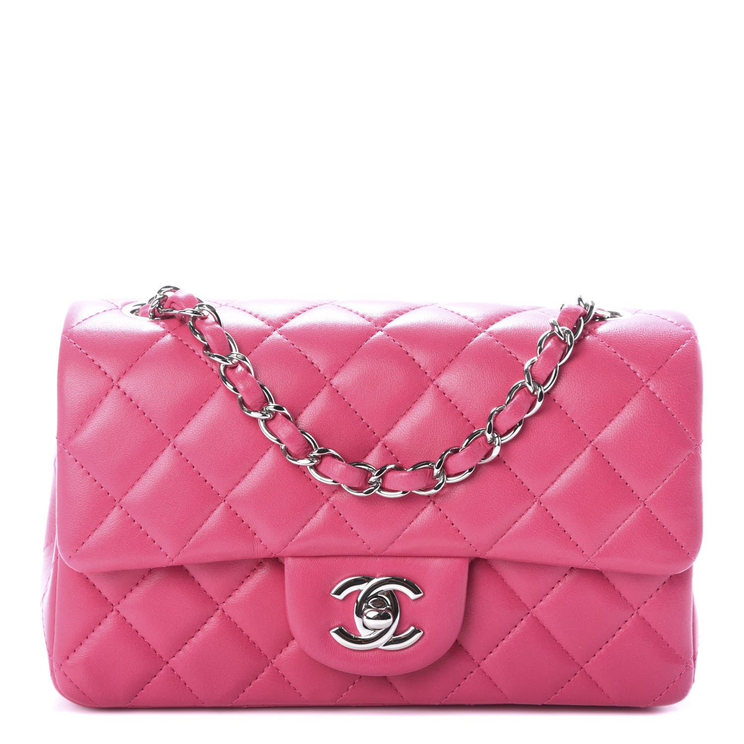 Chanel Lambskin Quilted Mini Rectangular Flap Pink 1 of 9