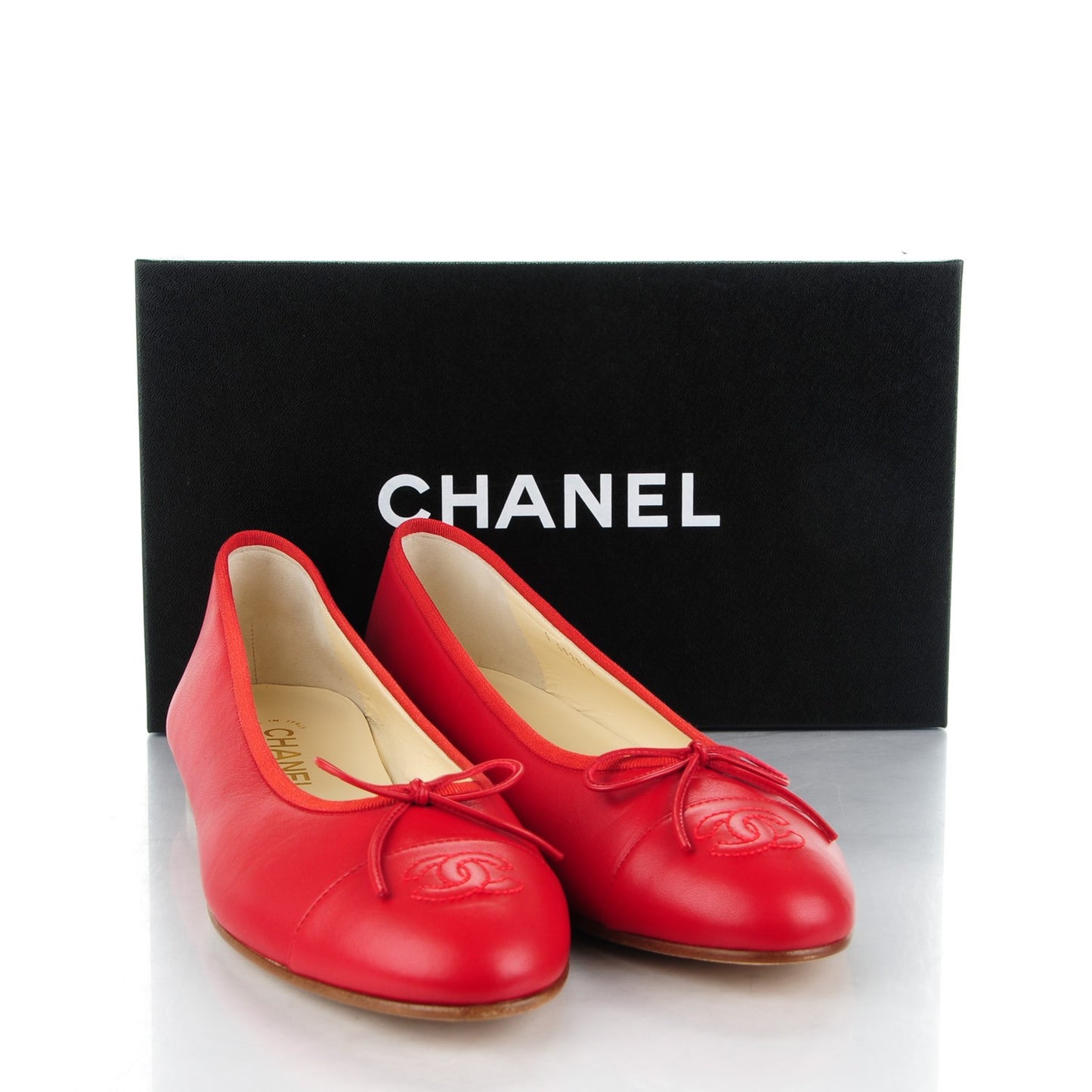Lambskin Cap Toe Ballerina Flats 41.5 Dark Red