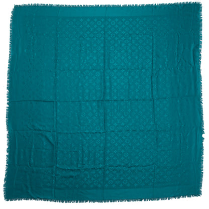 Louis Vuitton Silk Wool Monogram Shine Shawl Turquoise 3 of 5
