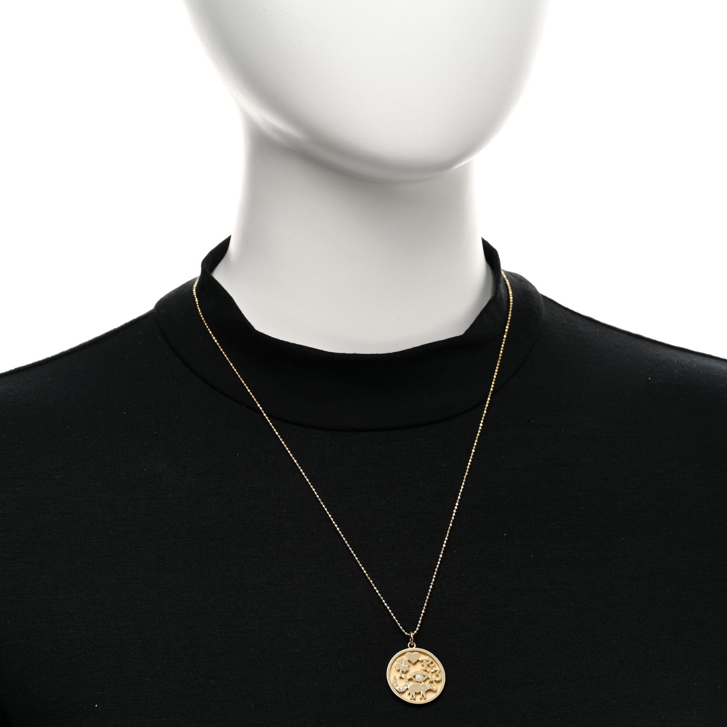 Jennifer Meyer 18K Yellow Gold Diamond Good Luck Pendant Necklace 2 of 4