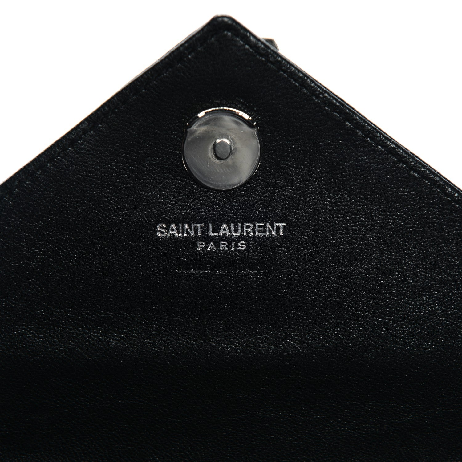 Saint Laurent Sheepskin Matelasse Chevron Monogram College Chain Wallet Black 6 of 6