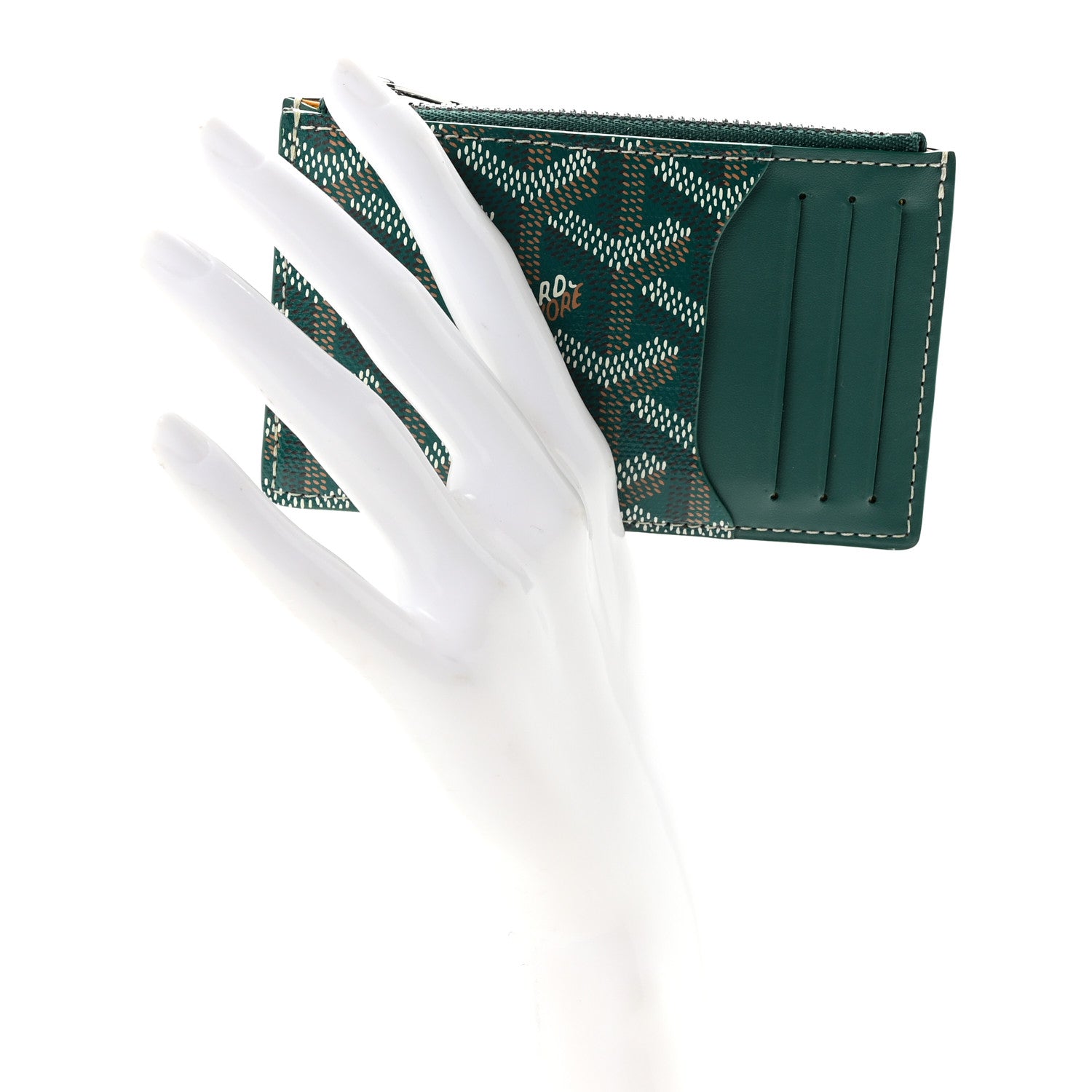 Goyard Goyardine Bourbon Zipped Card Holder Green 2 of 7