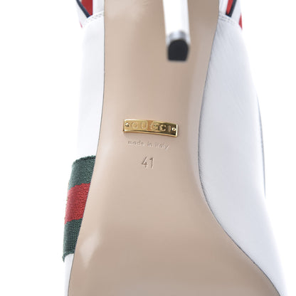 Gucci Malaga Kid Web Sylvie High Heel Slingback Pumps 41 White 7 of 8