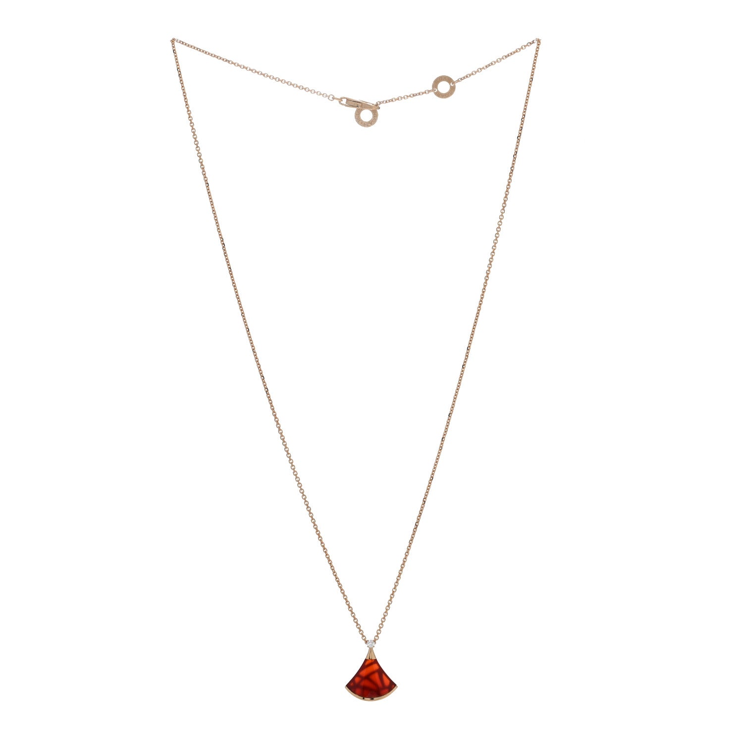 Bulgari 18K Rose Gold Diamond Carnelian Divas' Dream Pendant Necklace 3 of 5