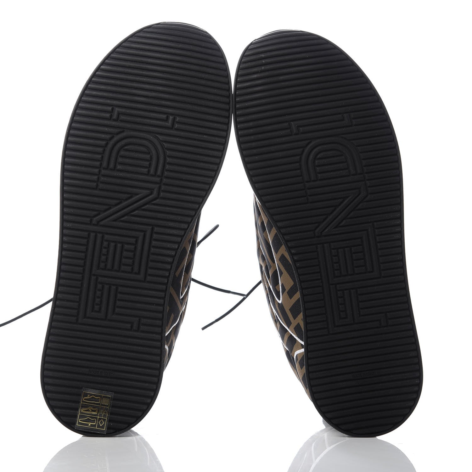 Fendi Stretch Fabric FFreedom Sneakers 39 Tobacco Black White 5 of 10