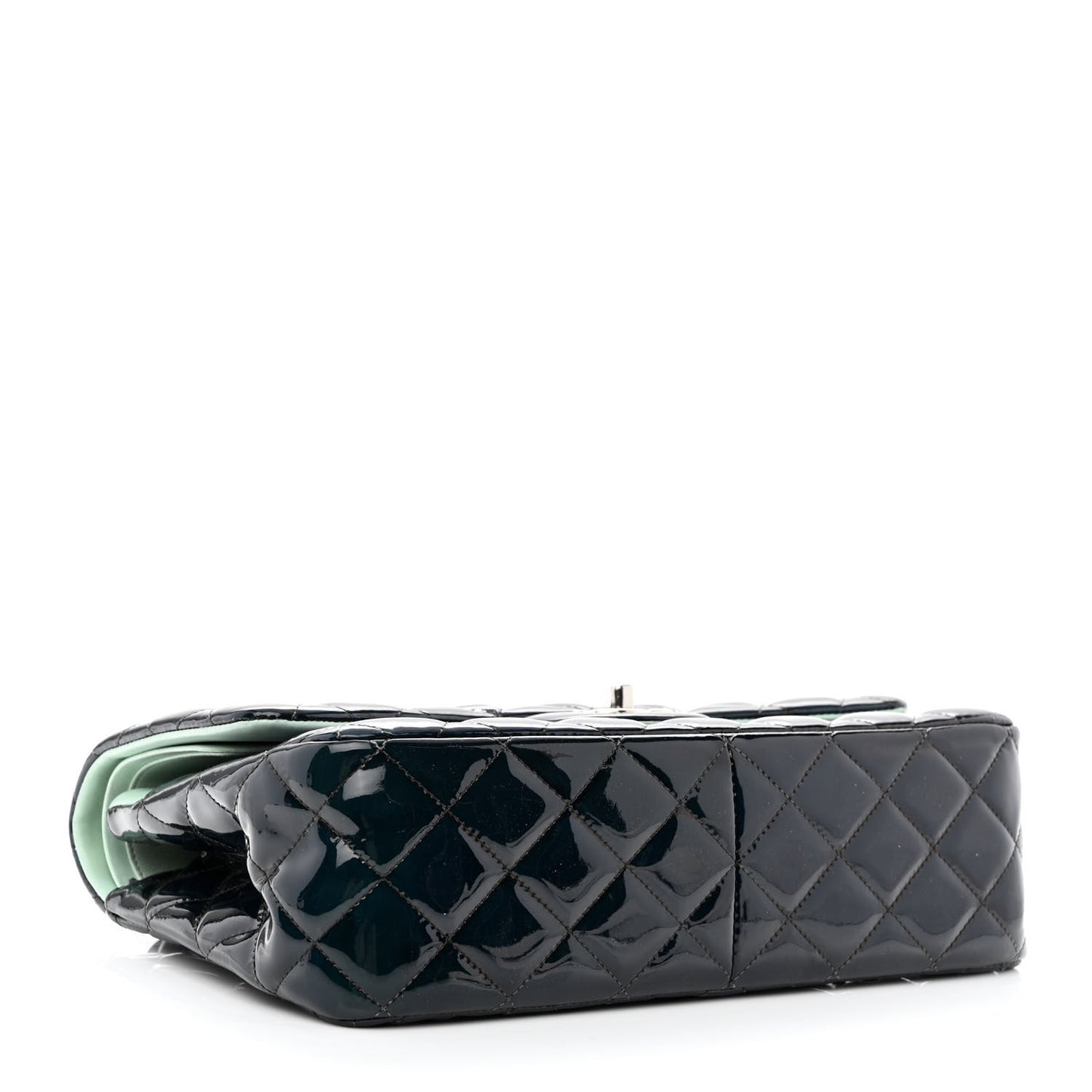 Patent Quilted Jumbo Double Flap Navy