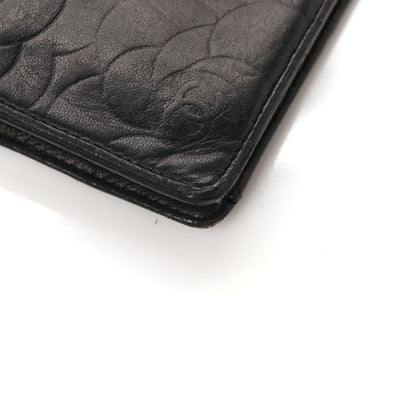 Chanel Lambskin Camellia Embossed Yen Wallet Black 7 of 12