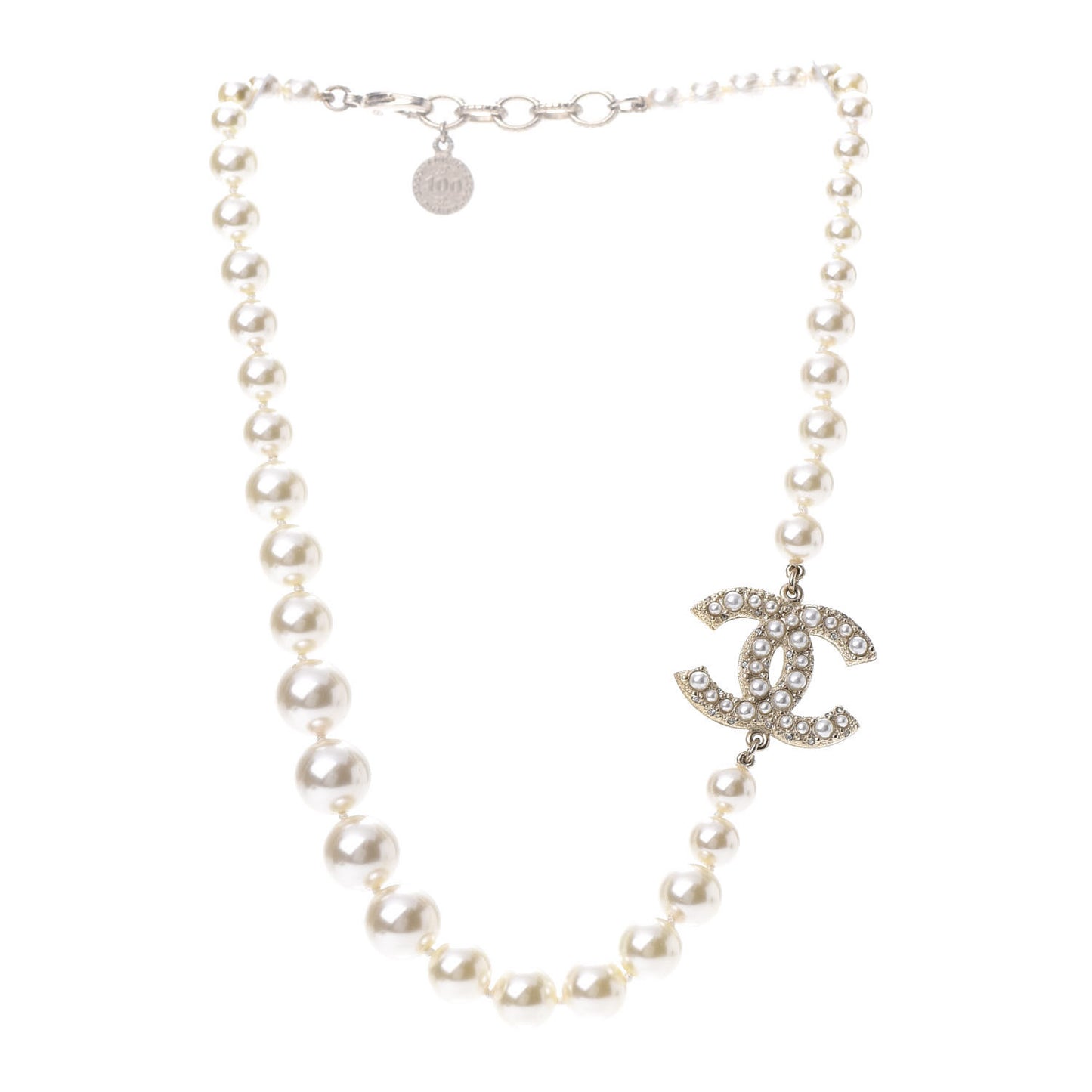 Pearl CC 100th Anniversary Necklace Light Gold