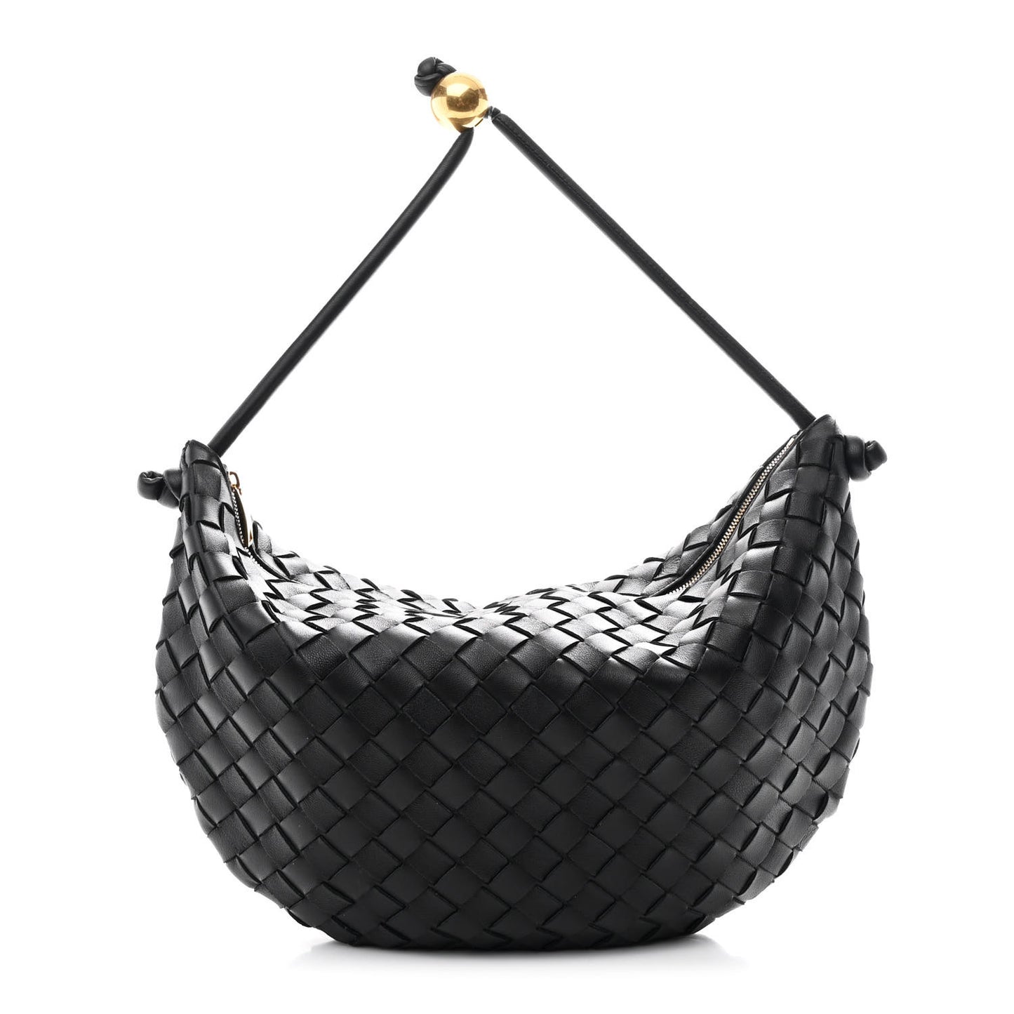 Nappa Intrecciato Medium Turn Pouch Black