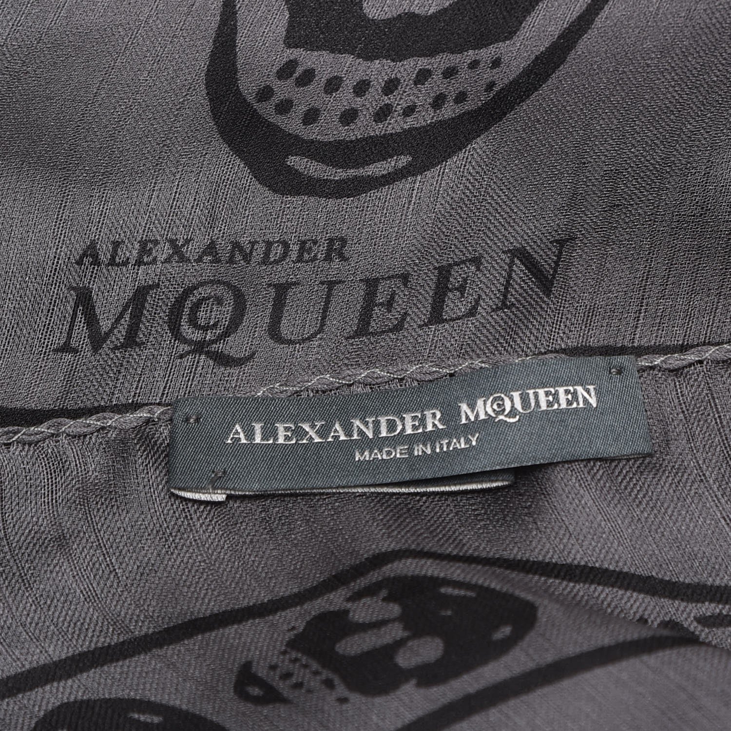 Alexander McQueen Silk Skull Scarf Grey Black 3 of 3