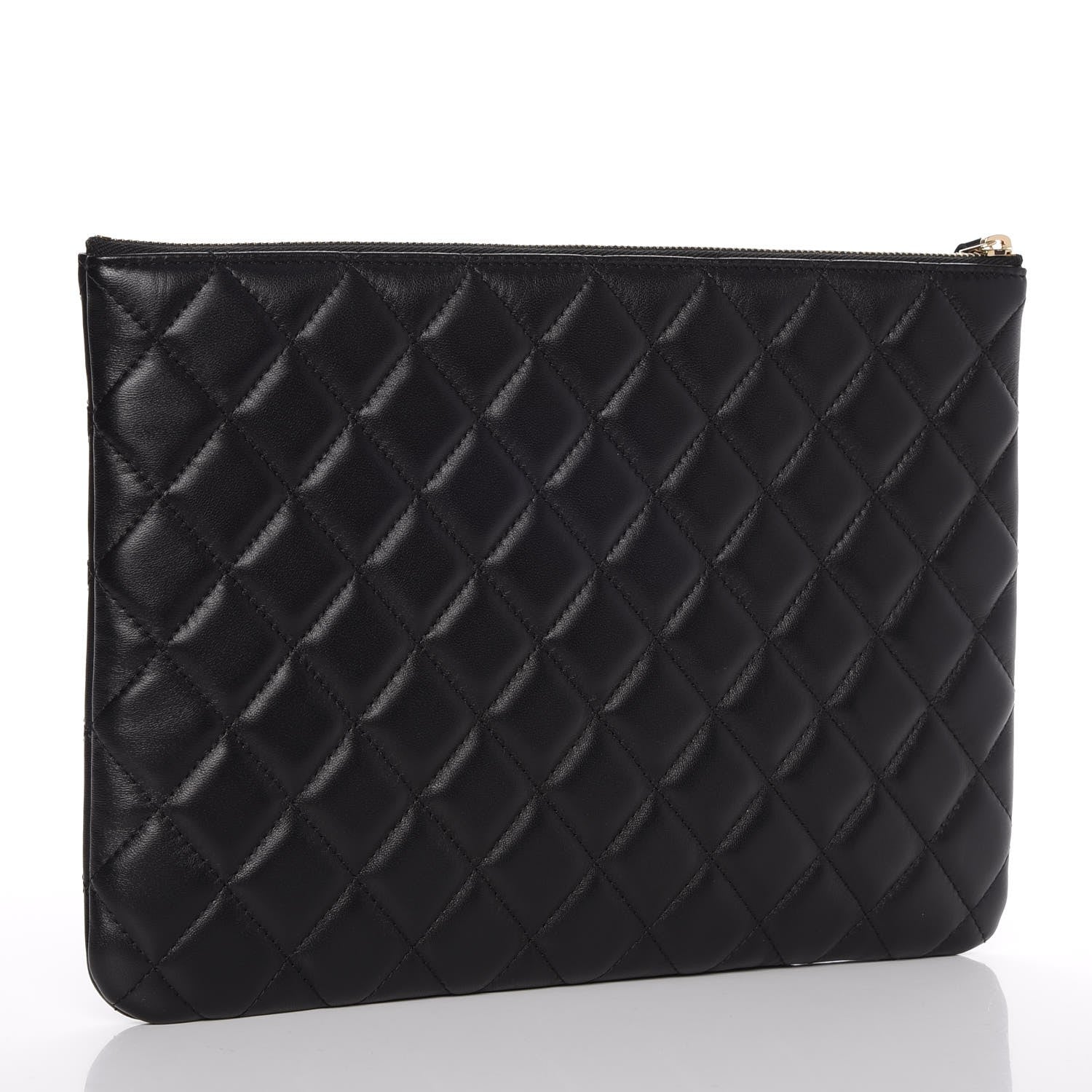 Chanel Lambskin Quilted Medium Camellia Cosmetic Case Black White 3 of 8