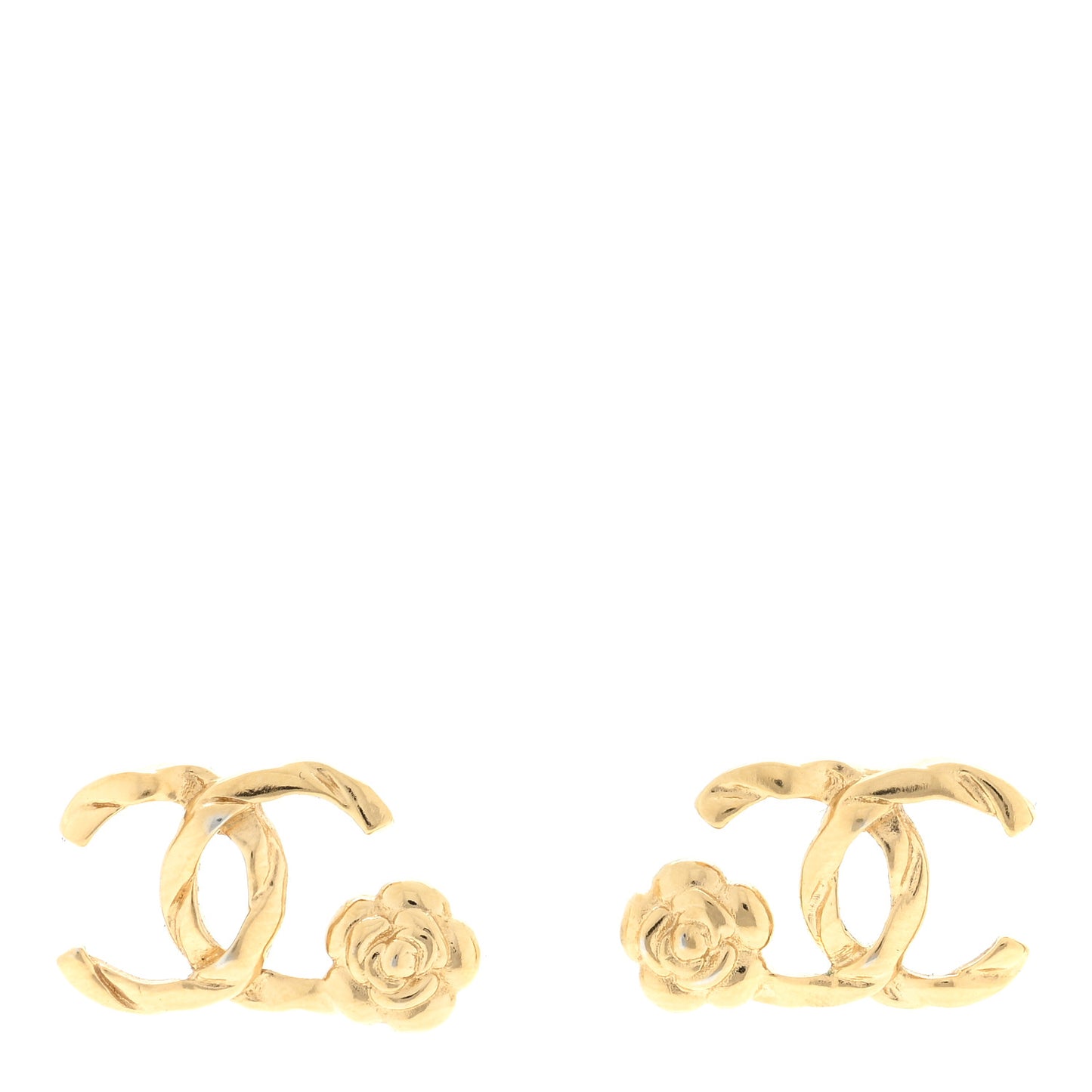 Metal CC Flower Earrings Gold