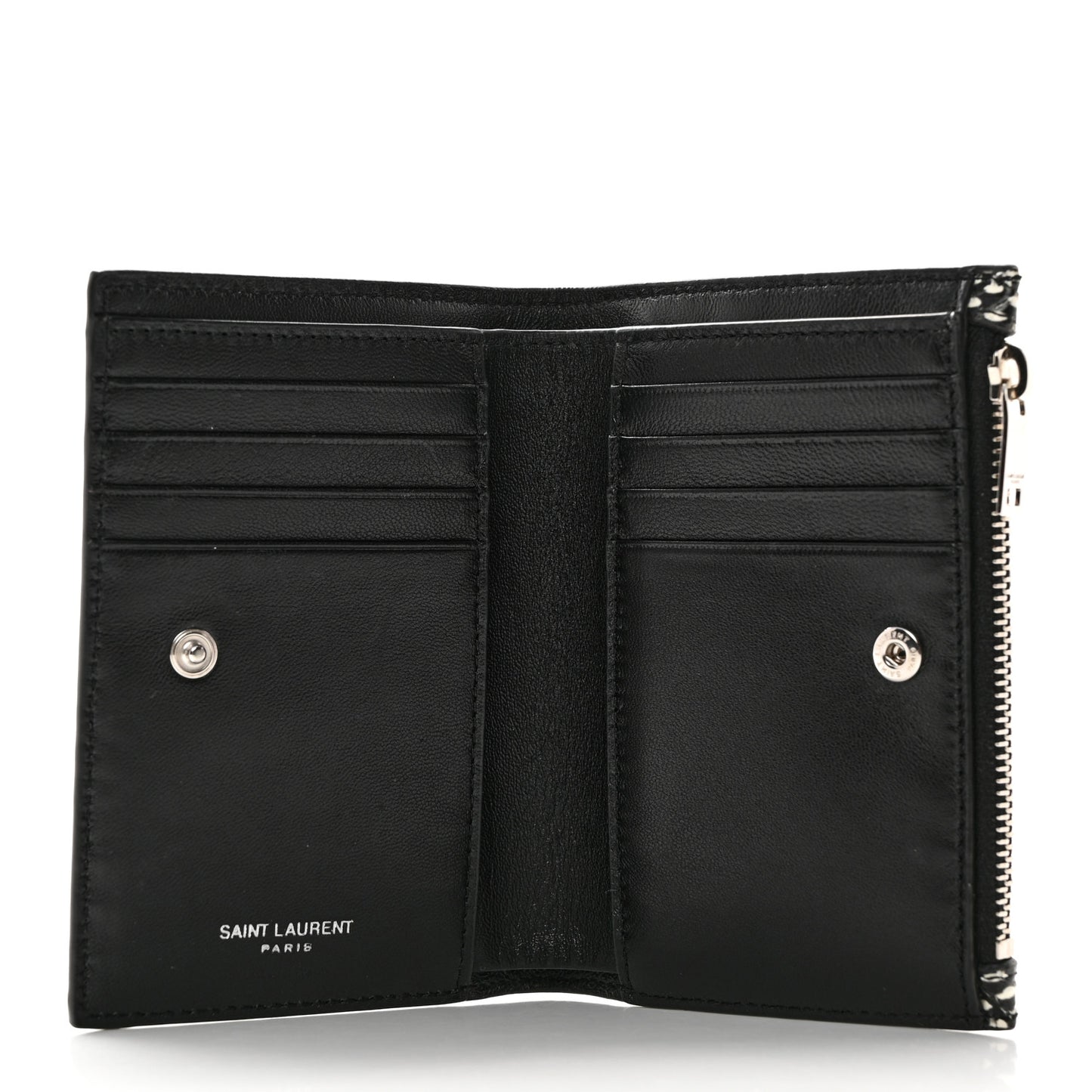 Calfskin Lambskin Snakeskin Embossed Monogram Fragments Wallet Black White