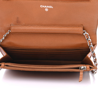 Chanel Caviar Quilted Wallet On Chain WOC Light Brown 4 of 10