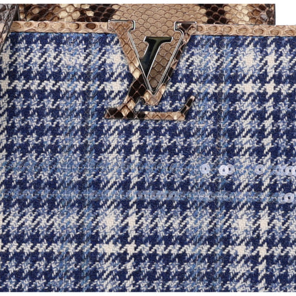 Louis Vuitton Tweed Sequins Snakeskin Capucines BB Blue 7 of 9