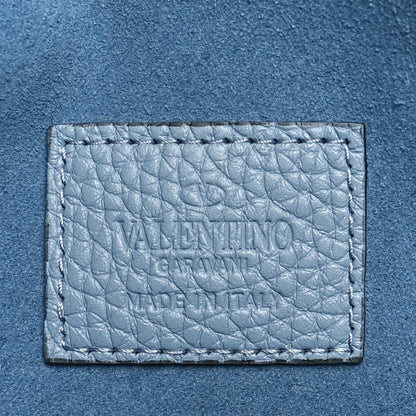 Valentino Garavani Pebbled Calfskin Medium Rockstud Envelope Flat Wristlet Pouch Atlantique 6 of 8