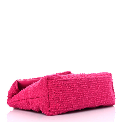 Saint Laurent Boucle Tweed Quilted Toy Loulou Puffer Monogram Chain Satchel Magenta 4 of 10