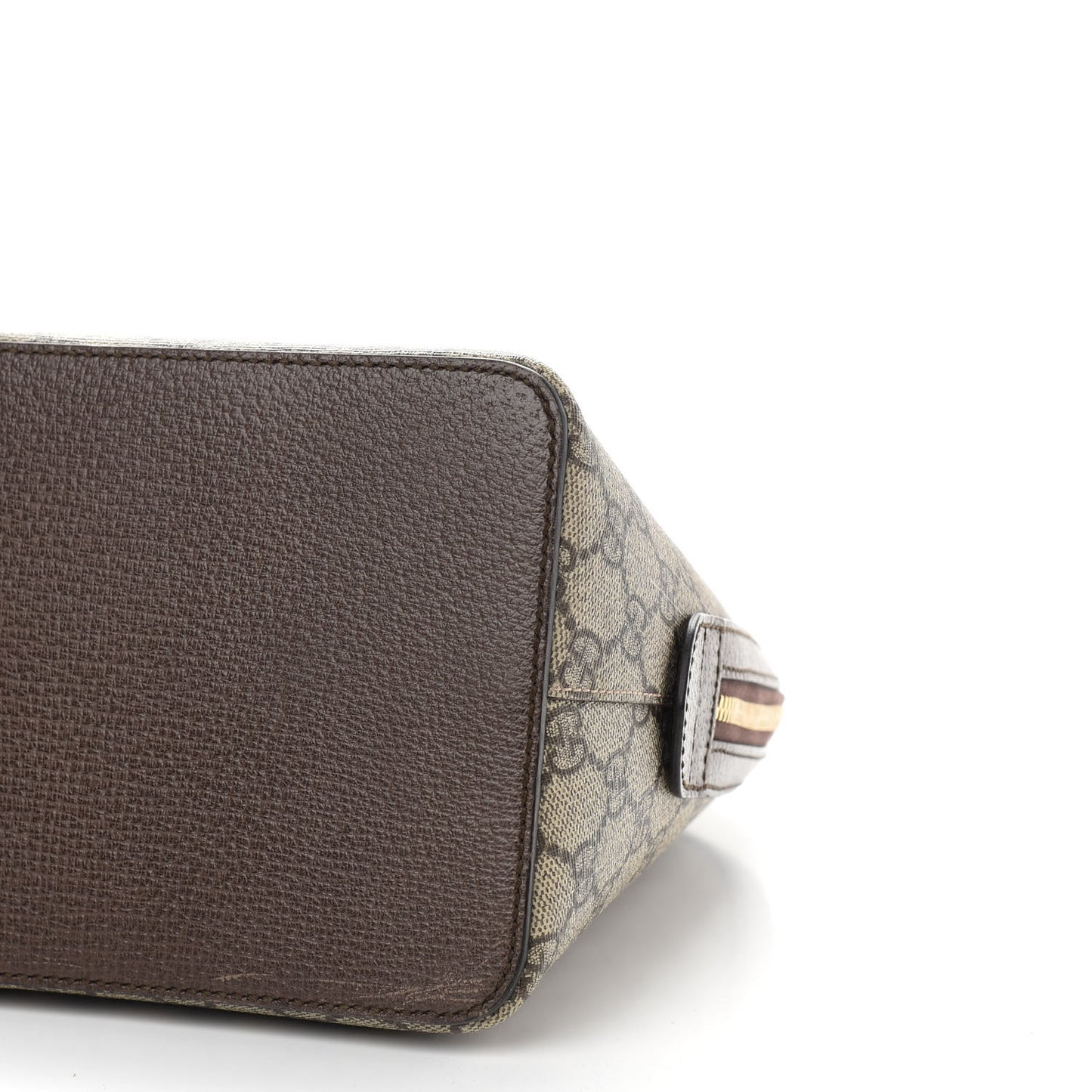 GG Supreme Monogram Web Medium Ophidia Top Handle Dome Bag Brown