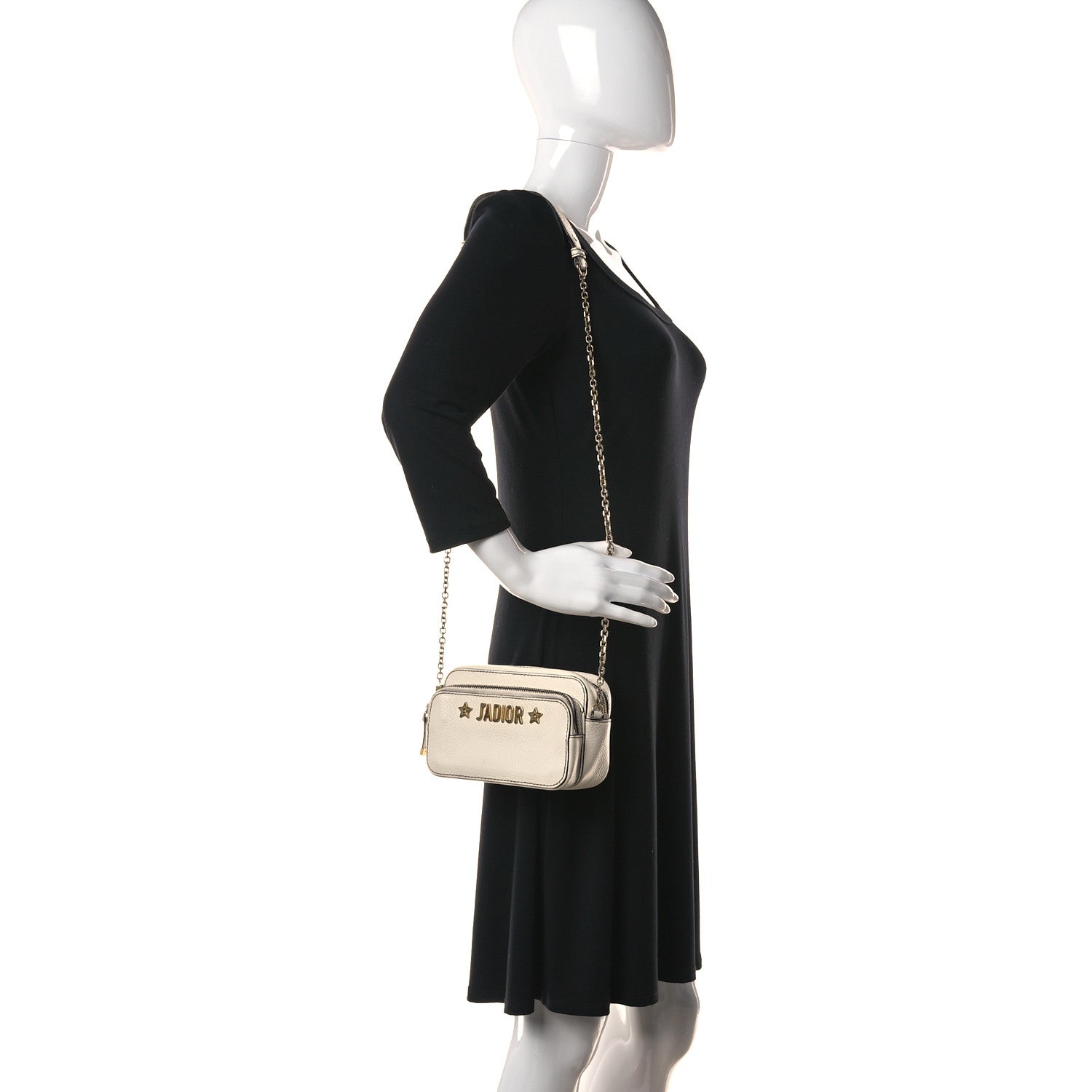 Christian Dior Grained Calfskin J'Adior Camera Case Clutch With Chain White 2 of 20