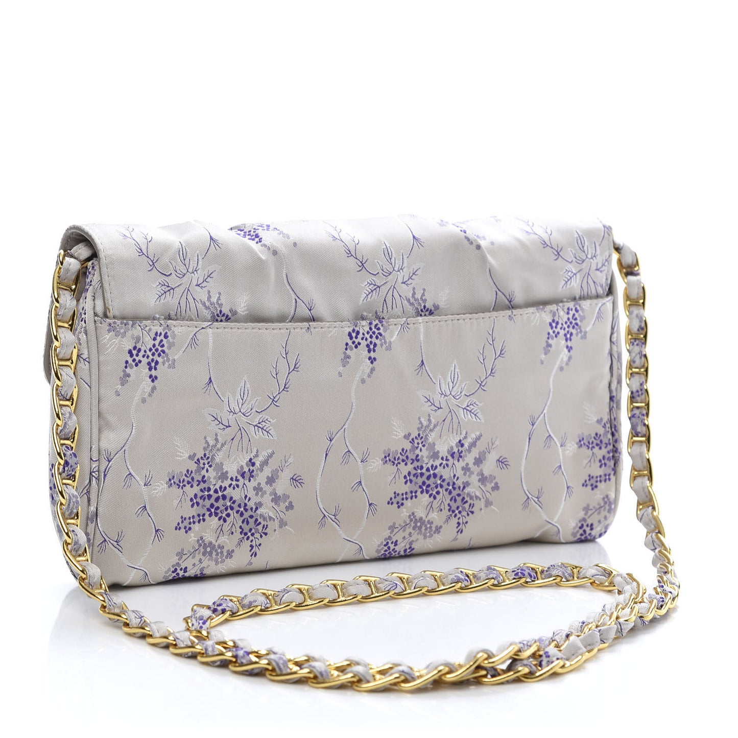 Tessuto Nylon Jacquard Floral Print Shoulder Bag Glicine