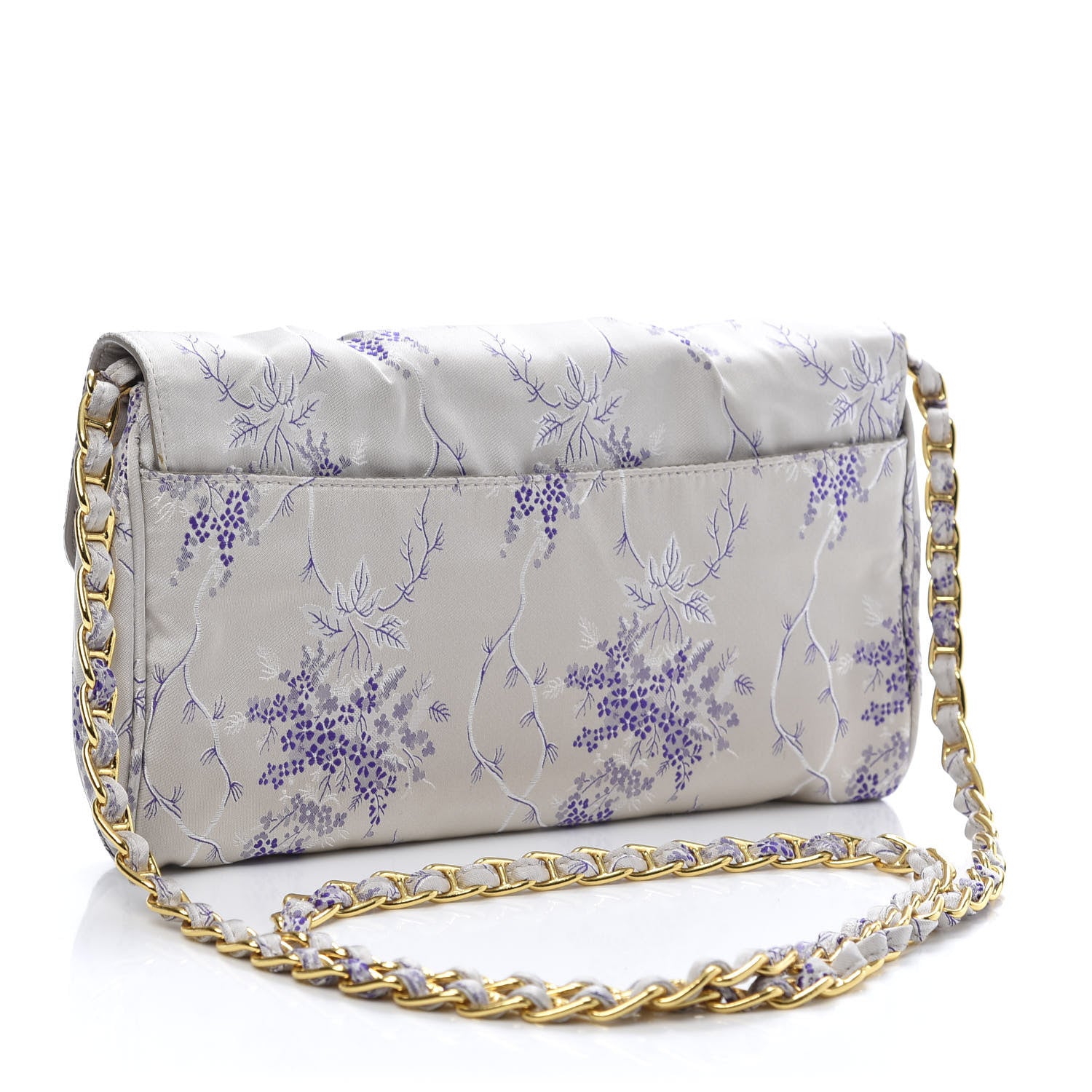 Prada Tessuto Nylon Jacquard Floral Print Shoulder Bag Glicine 3 of 11