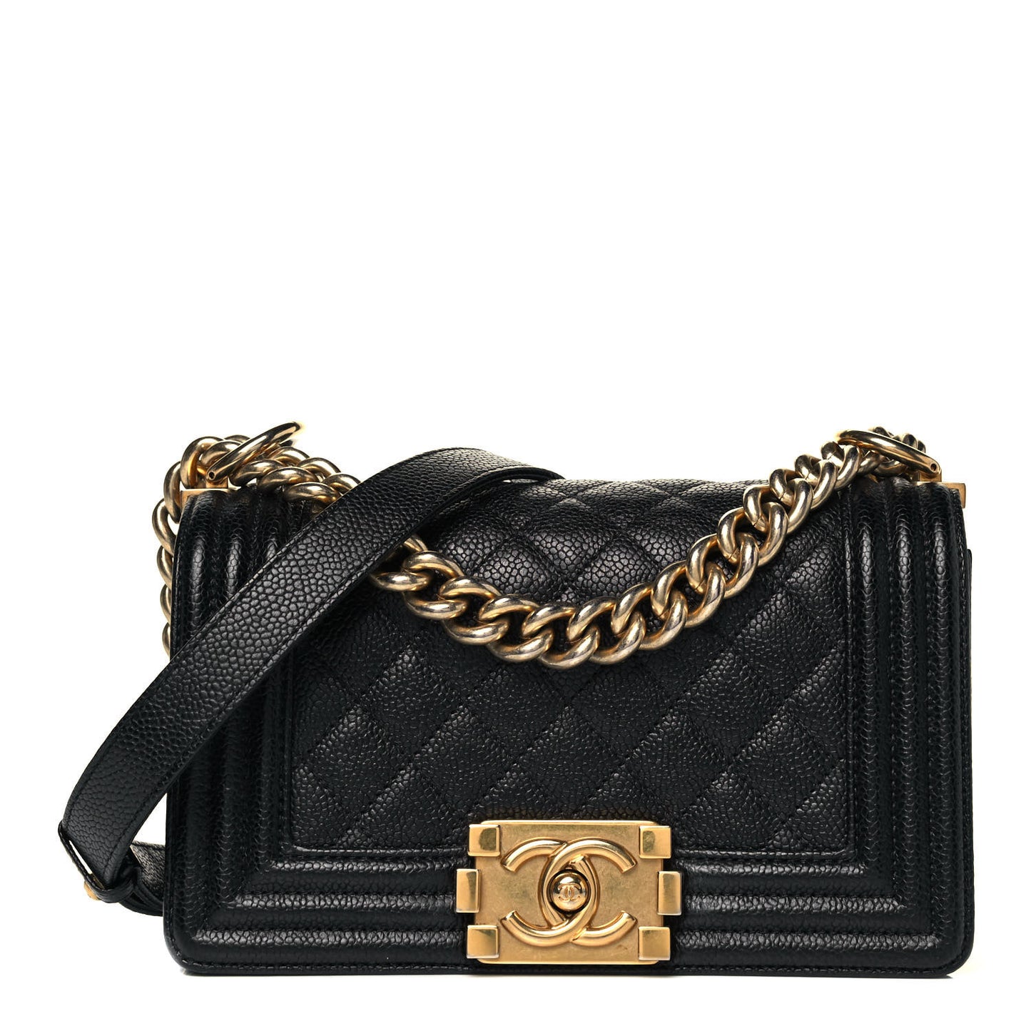 Caviar Quilted Small Boy Flap Black