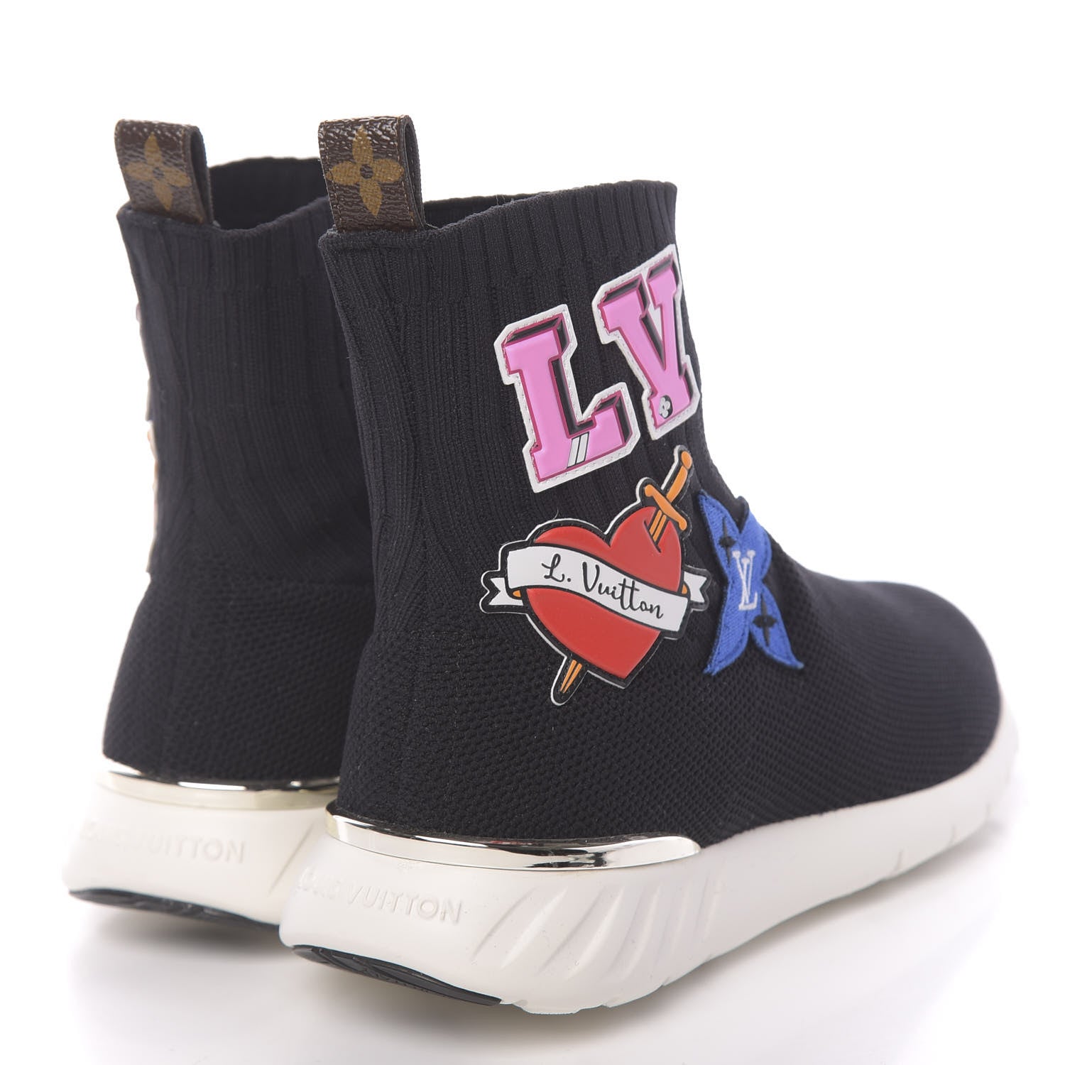 Louis Vuitton Stretch Fabric LV Black Heart Sock Sneaker 37 Black 4 of 8