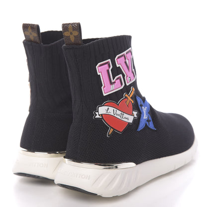 Louis Vuitton Stretch Fabric LV Black Heart Sock Sneaker 37 Black 4 of 8