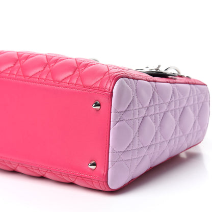 Christian Dior Lambskin Cannage Medium Tri-Color Lady Dior Fuchsia Anemone Black 7 of 11