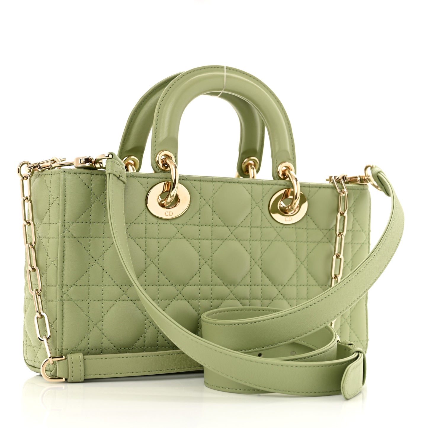 Lambskin Cannage Medium Lady D-Joy Pastel Peyote Green