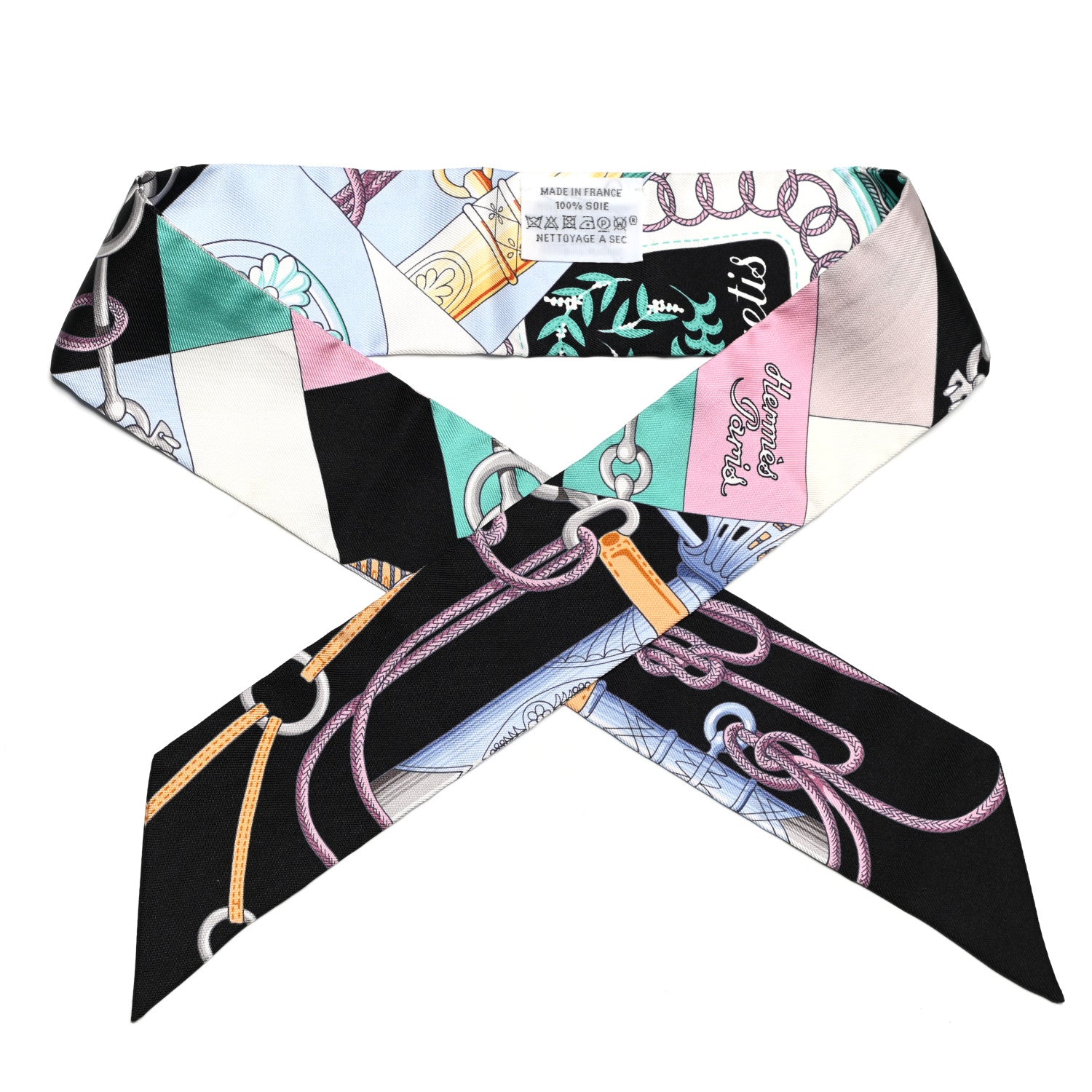 Hermes Silk Cliquetis Twilly Black Rose Menthol 1 of 4