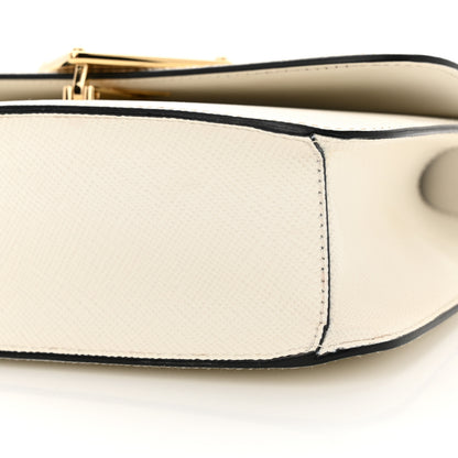 Prada Saffiano Cuir Triangle Embleme Flap Shoulder Bag White 9 of 13