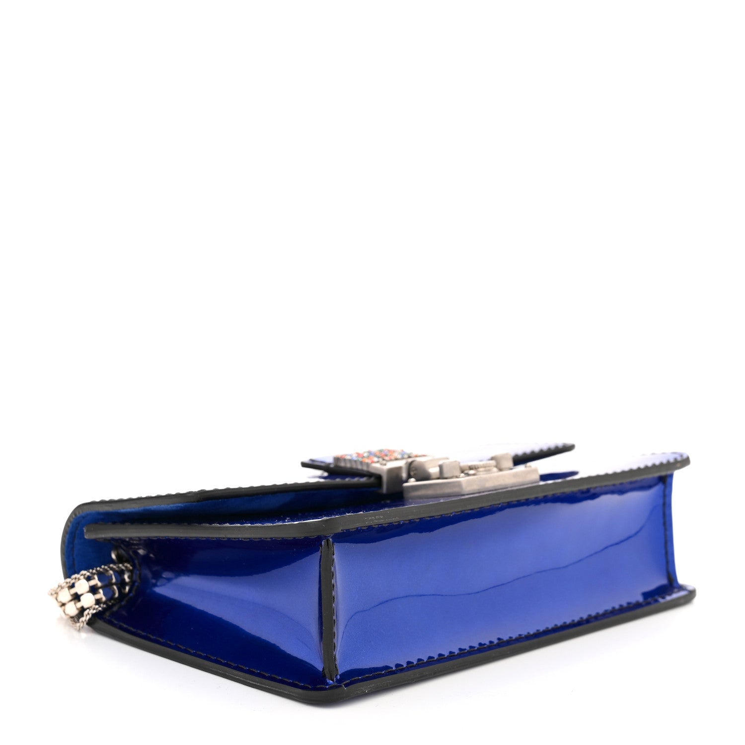 Christian Dior Metallic Patent Crystal Dioraddict Flap Bag Blue 4 of 10