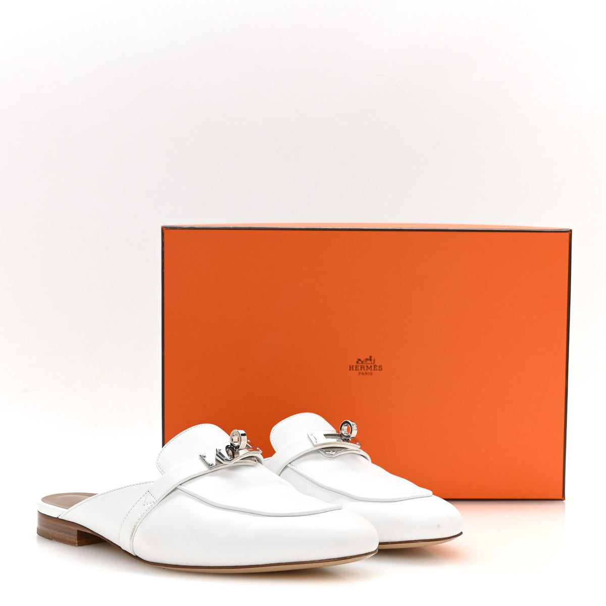 Hermes Calfskin Oz Mules 37 White 9 of 9