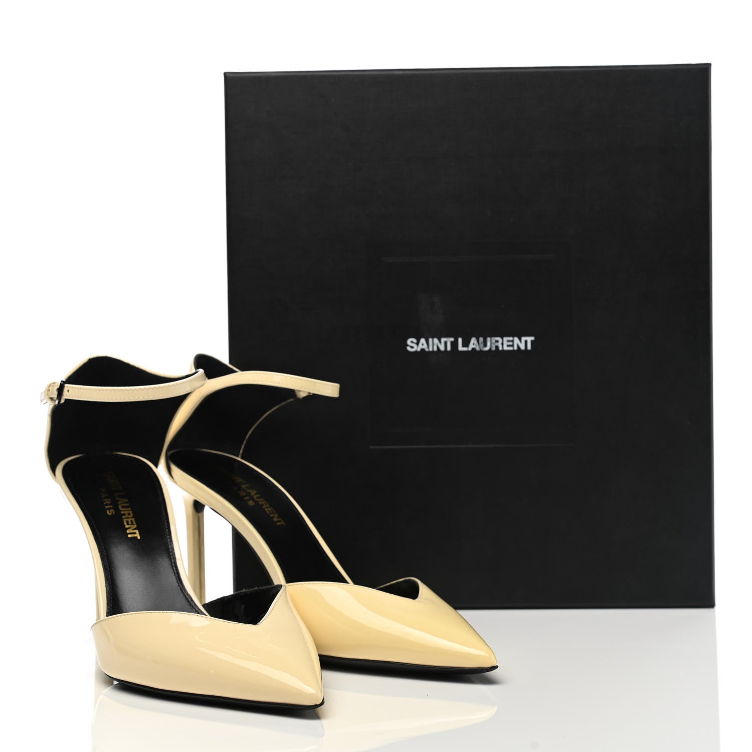 Saint Laurent Patent Anja 85 Ankle Strap Pointed Pumps 36 Coquille 10 of 10