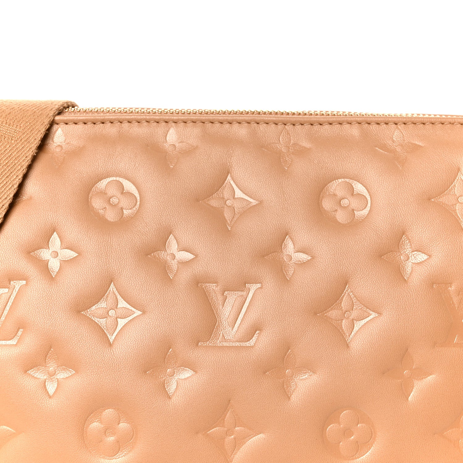 Louis Vuitton Lambskin Embossed Monogram Coussin PM Camel 8 of 10