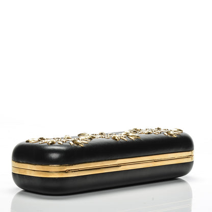 Alexander McQueen Nappa Studded Floral Knuckle Box Clutch Black 4 of 6