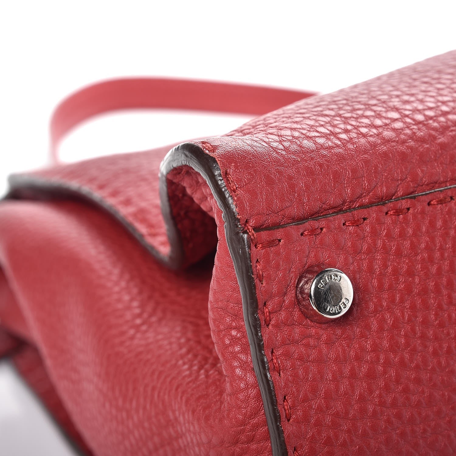 Fendi Cuoio Romano Selleria Bi-Color Large Peekaboo Iconic Satchel Rosso Latte 10 of 14