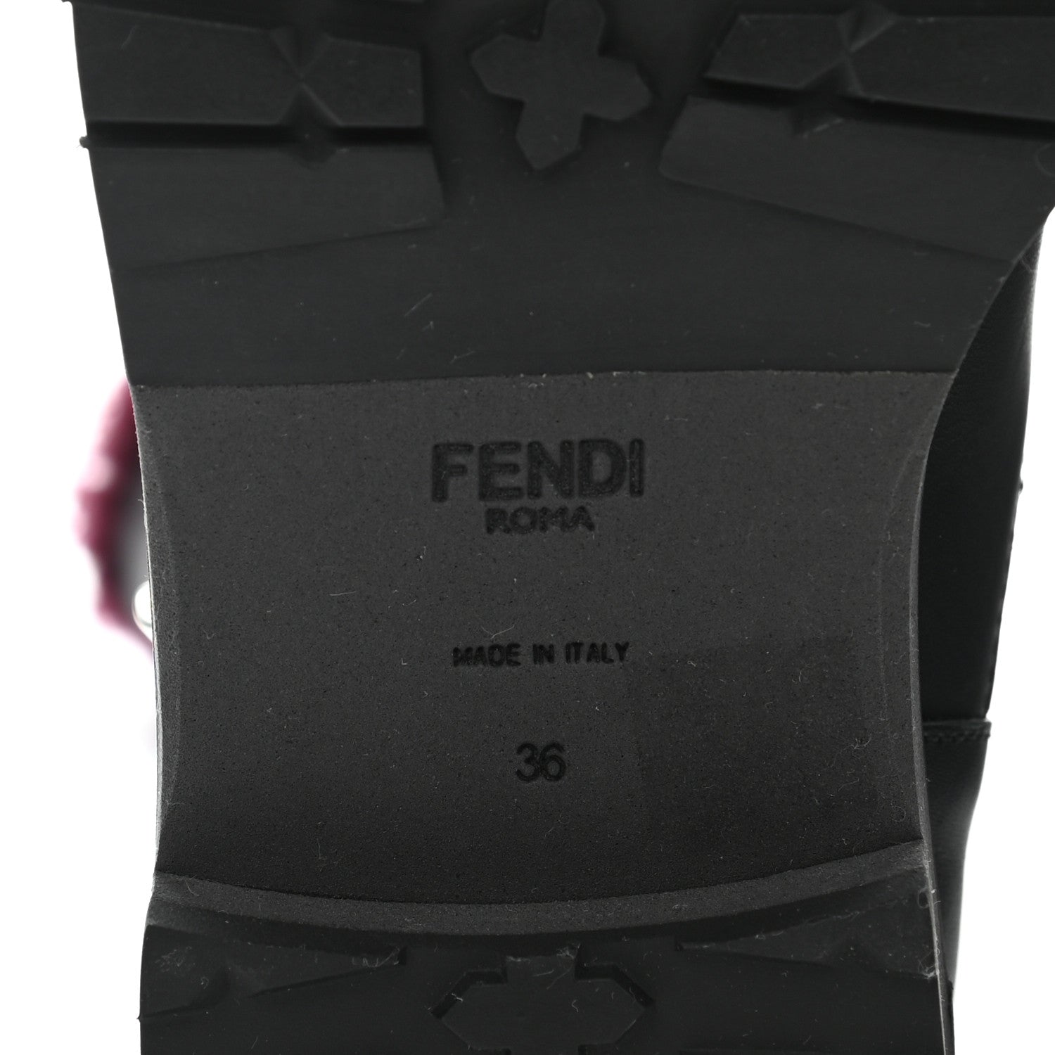 Fendi Calfskin Shearling Moto Boots 36 Black Aubergine 6 of 10