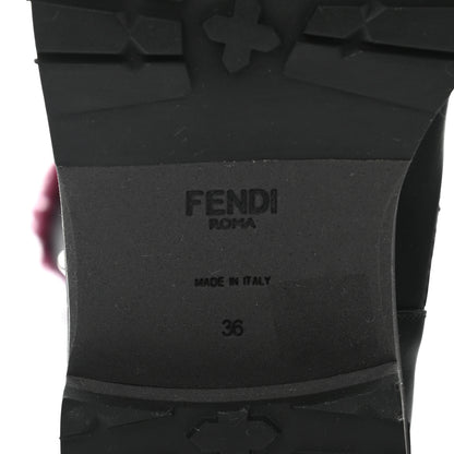 Fendi Calfskin Shearling Moto Boots 36 Black Aubergine 6 of 10