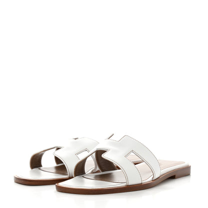 Hermes Box Calfskin Oran Sandals 35 White 3 of 8