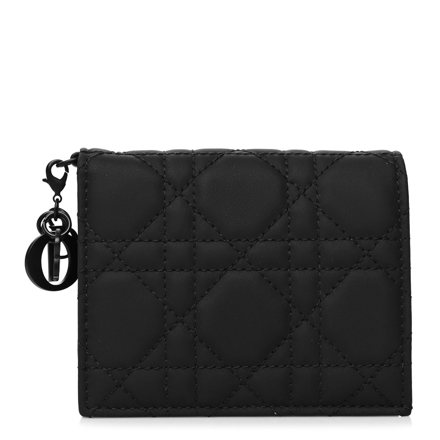Ultra Matte Calfskin Cannage Mini Lady Dior Wallet Black