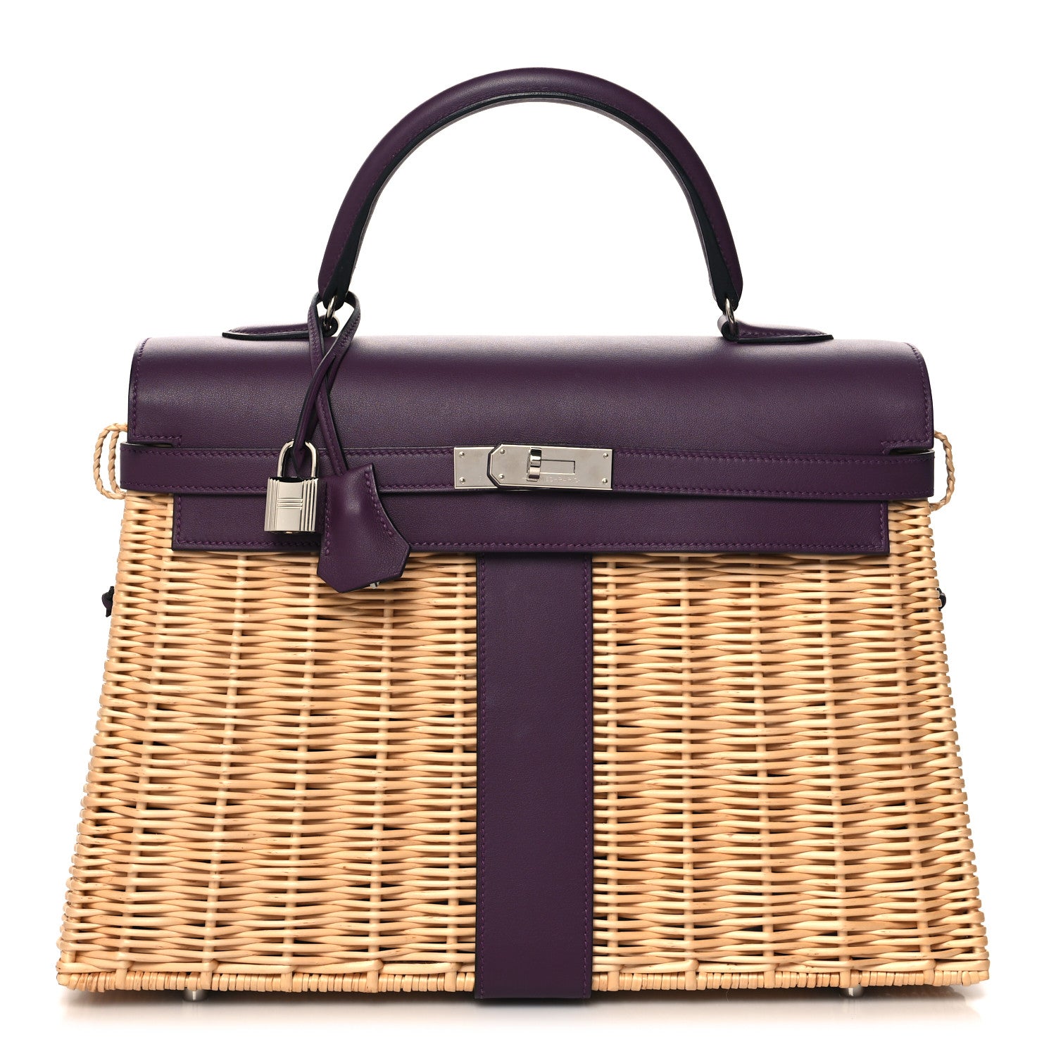 Hermes Wicker Swift Picnic Kelly 35 Naturel Cassis 1 of 12