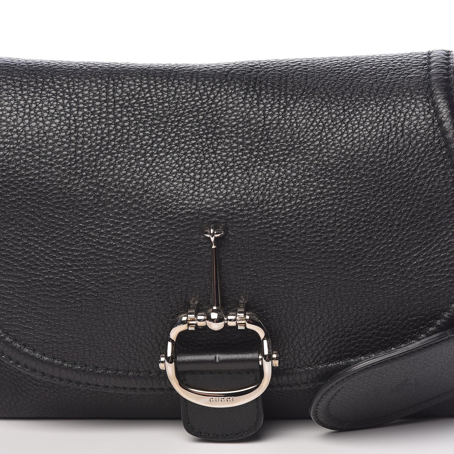 Gucci Pebbled Calfskin Medium Techno Horsebit Shoulder Flap Bag Black 12 of 12