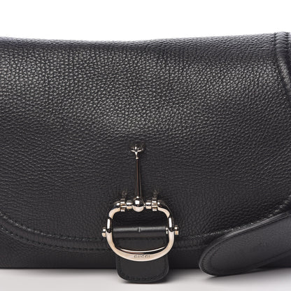 Gucci Pebbled Calfskin Medium Techno Horsebit Shoulder Flap Bag Black 12 of 12